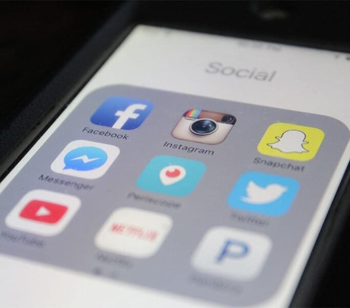 Social media and digital advertising displayed on a smartphone